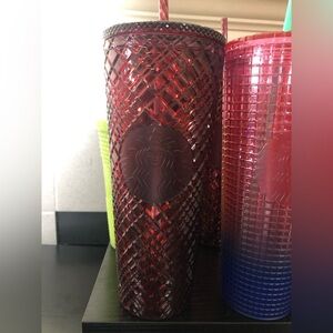 Starbucks Textured Glass Tumbler red wine